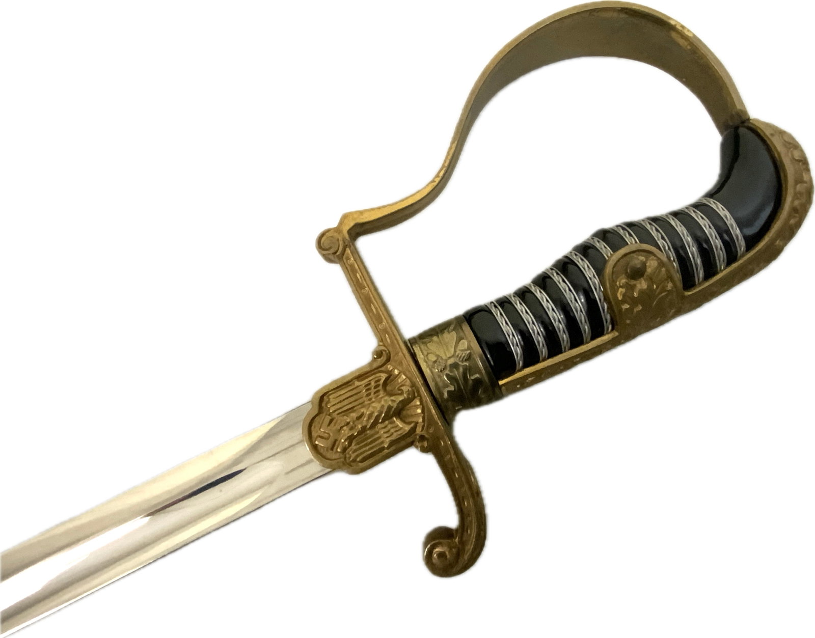GERMANY THIRD REICH ARMY OFFICERS DRESS SWORD: GERMANY THIRD REICH ARMY OFFICERS DRESS SWORD. VERY NICE EXAMPLE BY EICKHORN. BEAUTIFUL BLADE.COMPLETE WITH SCABBARD.40" LONG WITH 34" LONG BLADE.