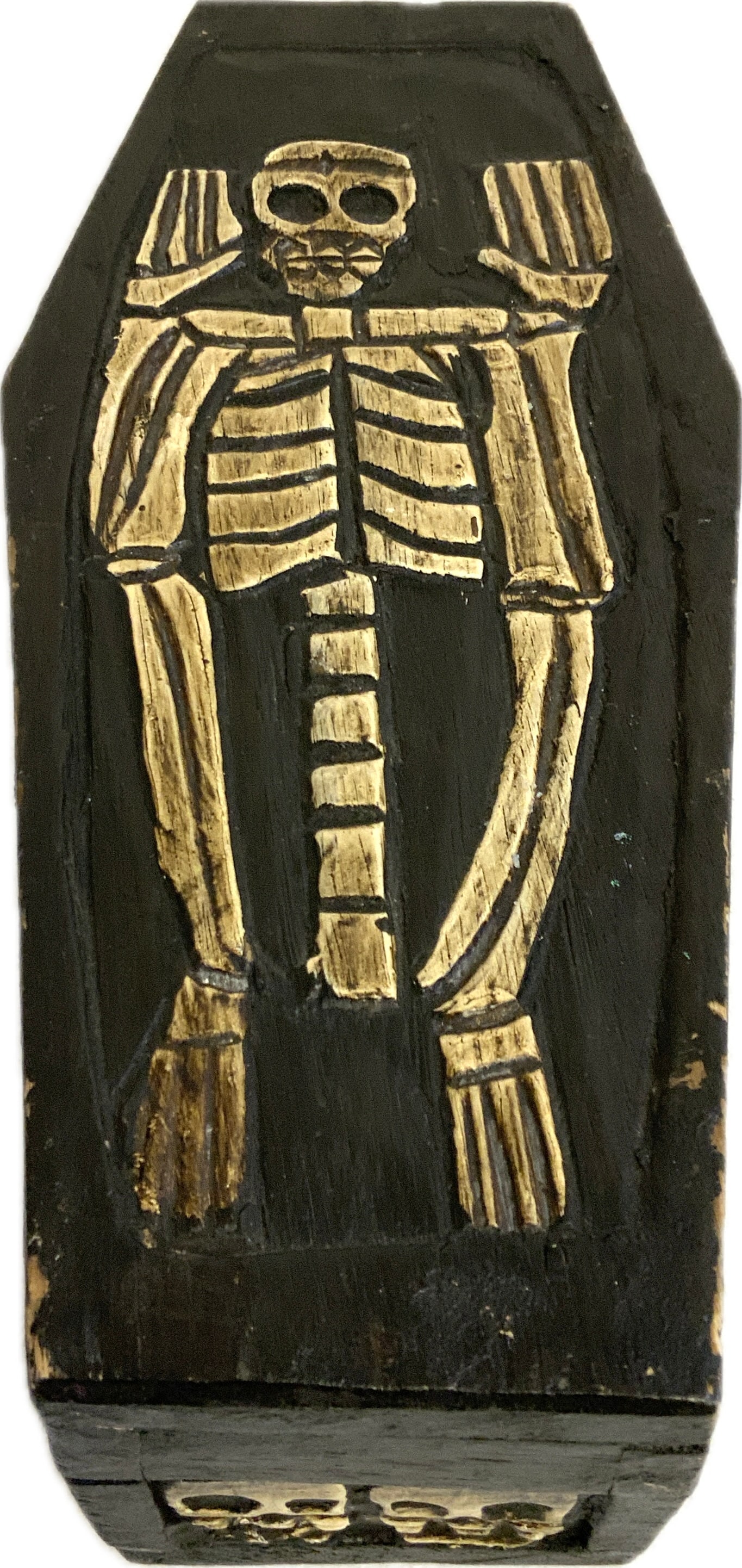 FOLK ART HAND CARVED OSSUARY BOX (1 of 5)