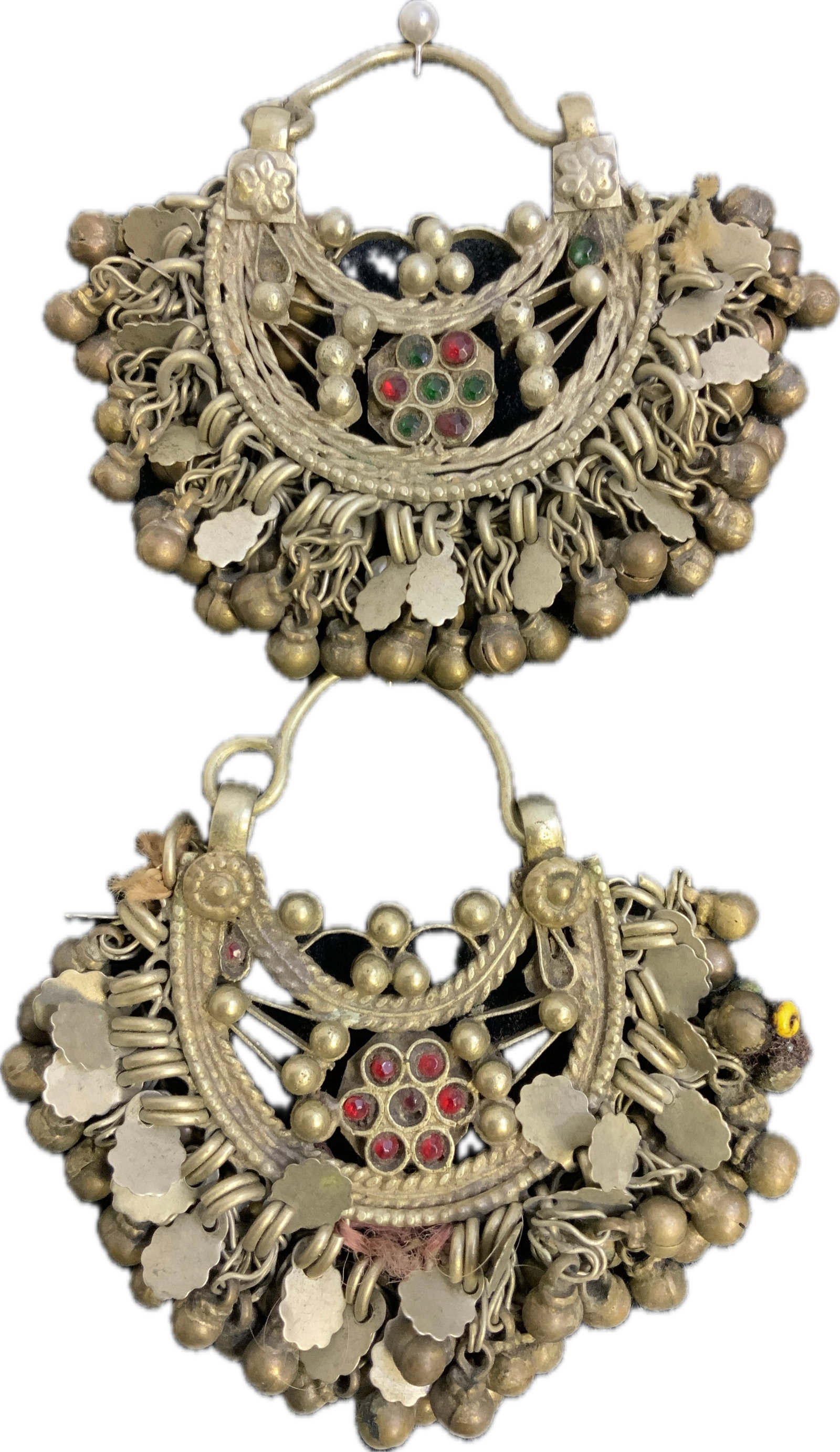 ANTIQUE TRIBAL TURKMEN WOMENS WEDDING SILVER EARRINGS (1 of 5)