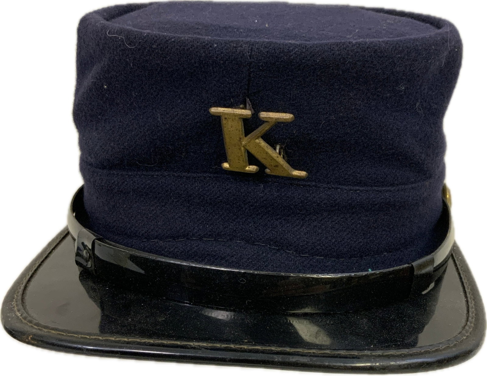 U.S. ARMY ANTIQUE KEPI: U.S. ARMY ANTIQUE KEPI.VERY GOOD CONDITION.BRASS "K" INSIGNIA ATTACHED. MAKER MARKED.
