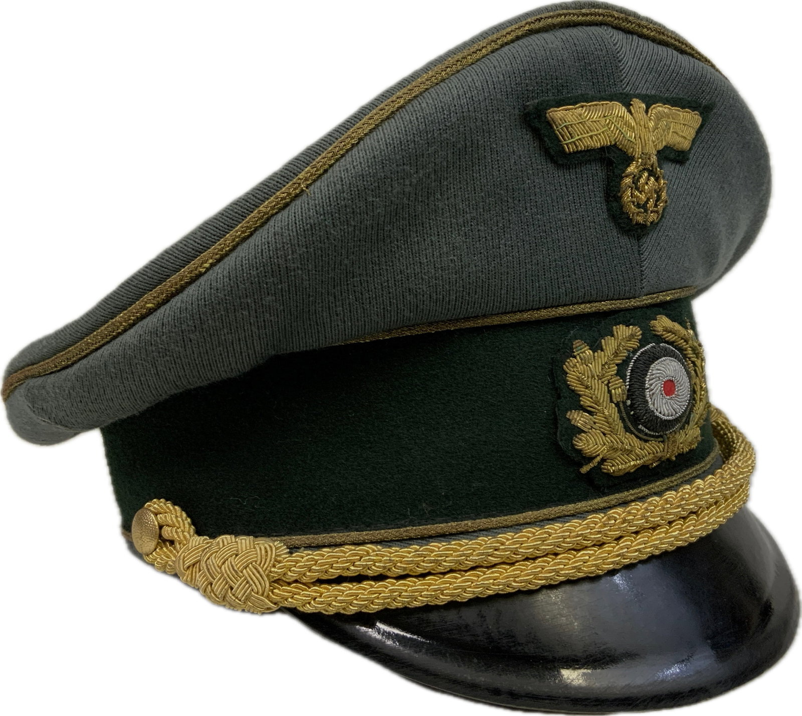 WWII GERMAN ARMY GENERALS VISOR CAP HAT - 4