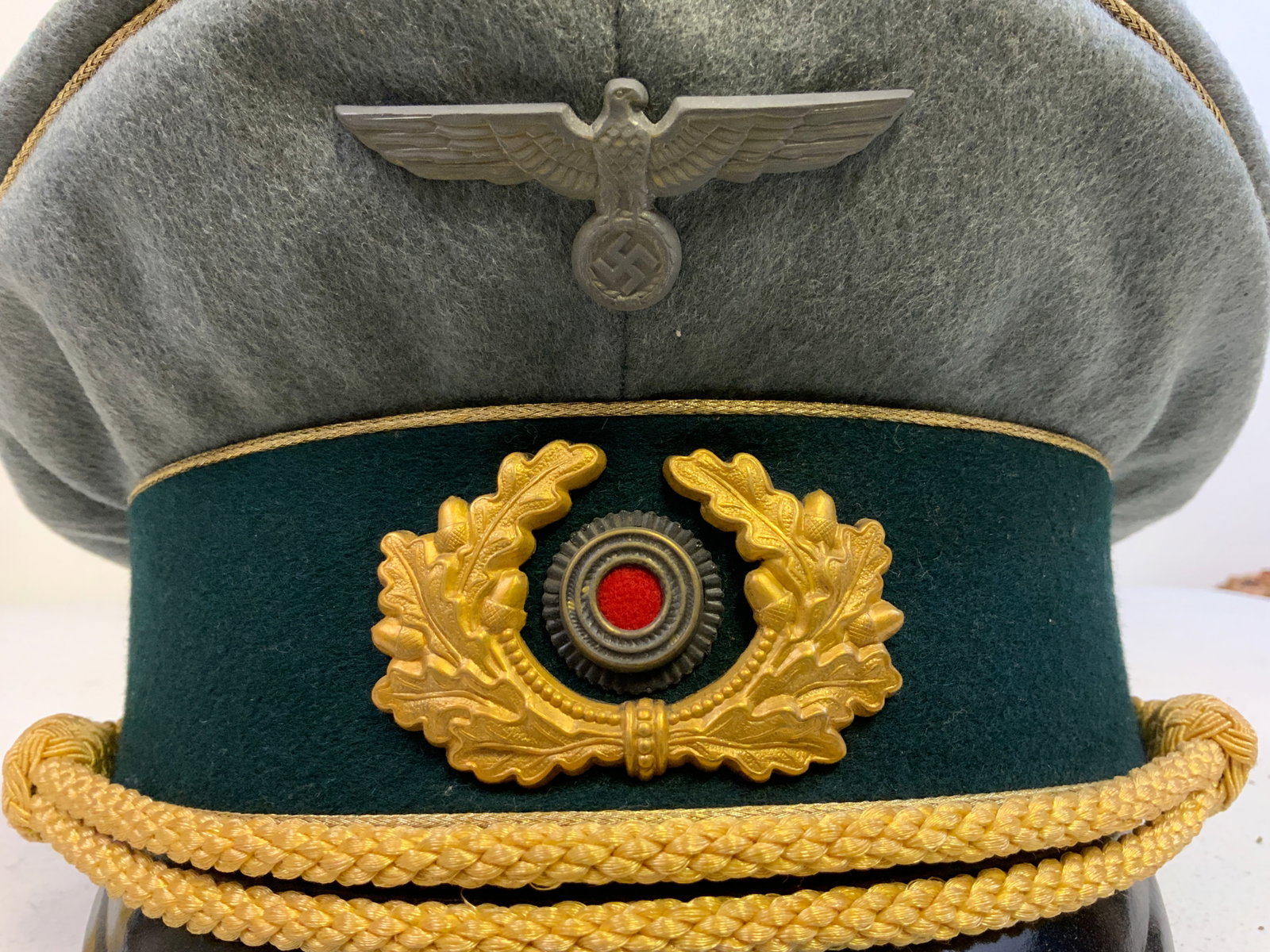 WWII GERMAN ARMY GENERALS VISOR CAP HAT - 7