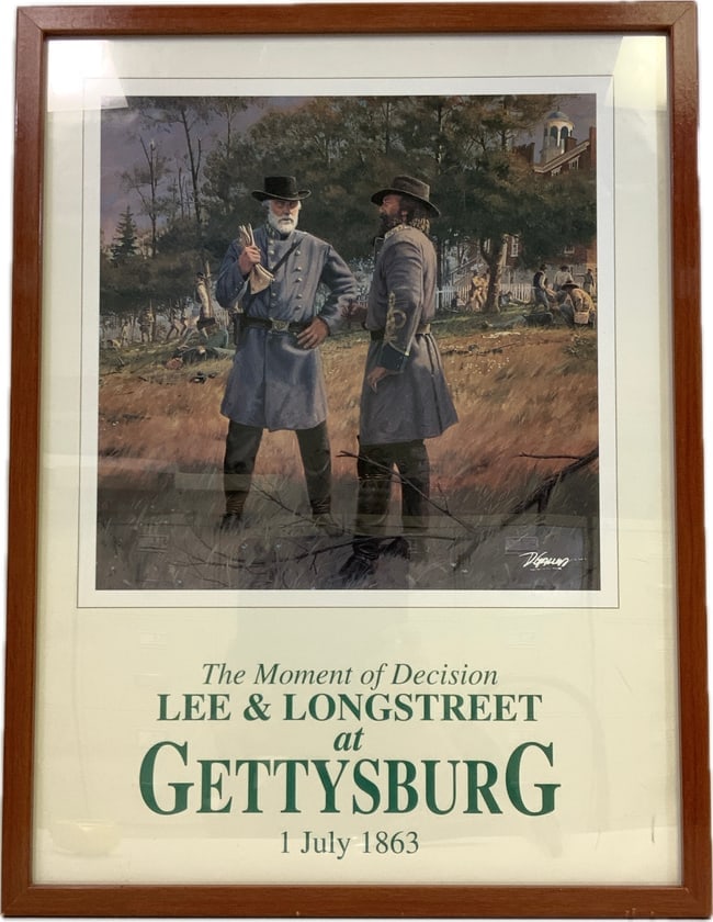 US CIVIL WAR GETTYSBURG FRAMED ARTWORK: US CIVIL WAR GETTYSBURG FRAMED ARTWORK 19" X 25". READY TO GO ON THE WALL.