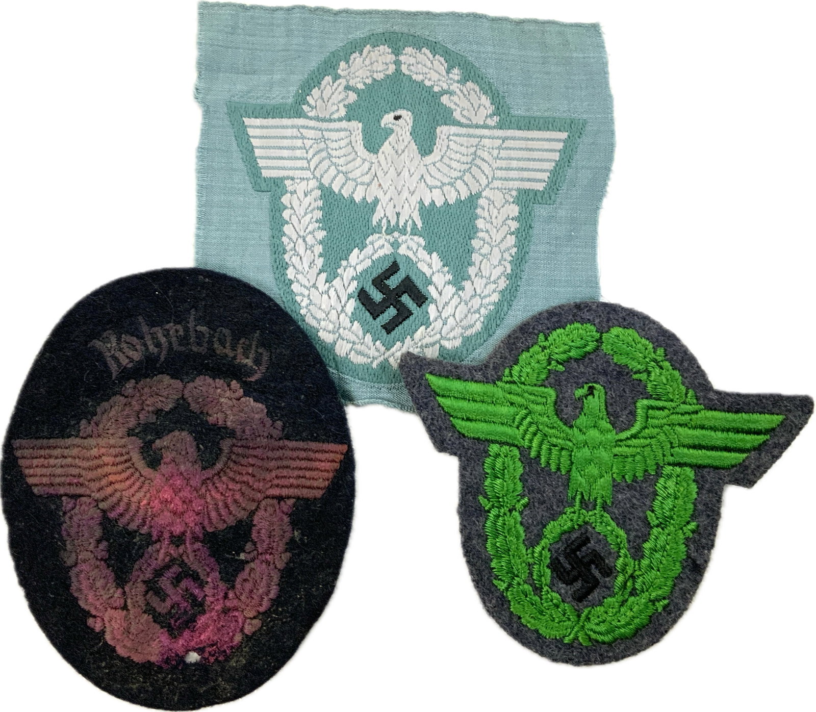 GERMANY THIRD REICH LOT OF POLICE AND FIRE SLEEVE EAGLES: GERMANY THIRD REICH LOT OF POLICE AND FIRE SLEEVE EAGLES.