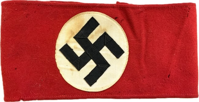 GERMANY THIRD REICH N.S.D.A.P. ARMBAND: GERMANY THIRD REICH N.S.D.A.P. ARMBAND. WORN CONDITION. MULTY PIECE CONSTRUCTION. RZM TAG INSIDE.