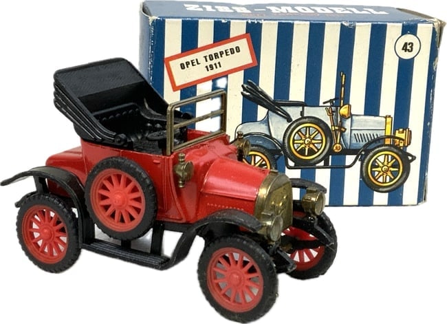 GERMAN ZISS-MODELL VINTAGE DIECAST CAR 1911 OPEL TORPEDO WITH BOX (1 of 3)