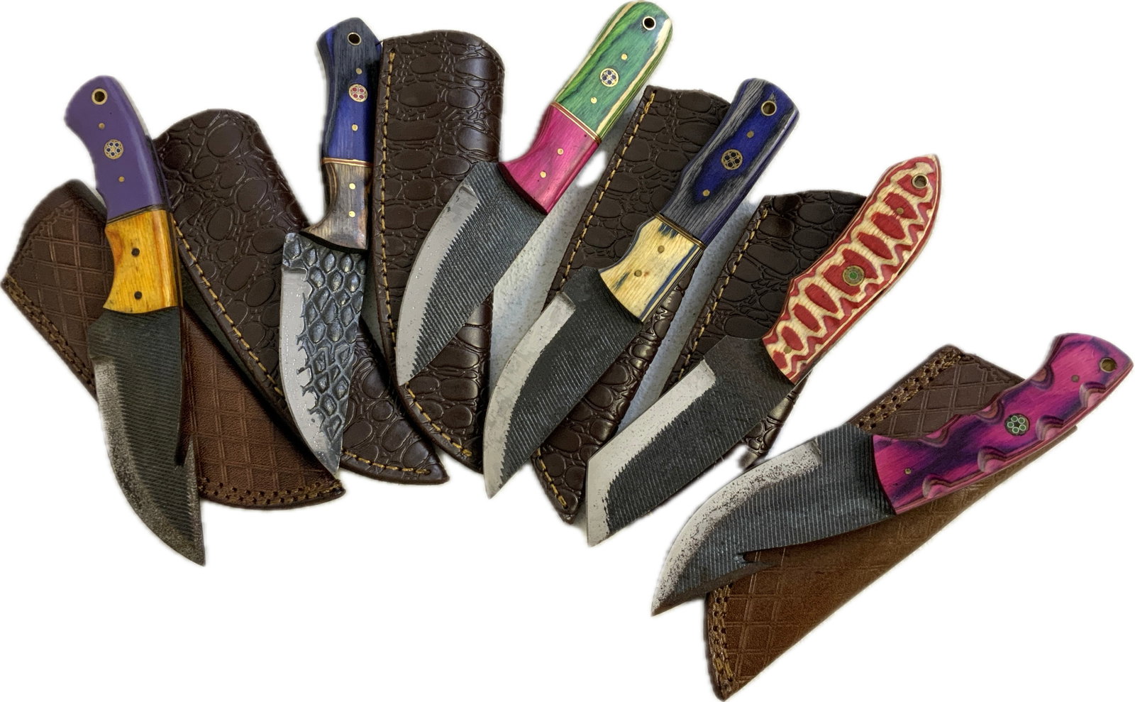 HAND FORGED STEEL HUNTING KNIVES WITH LEATHER SHEETS (1 of 2)