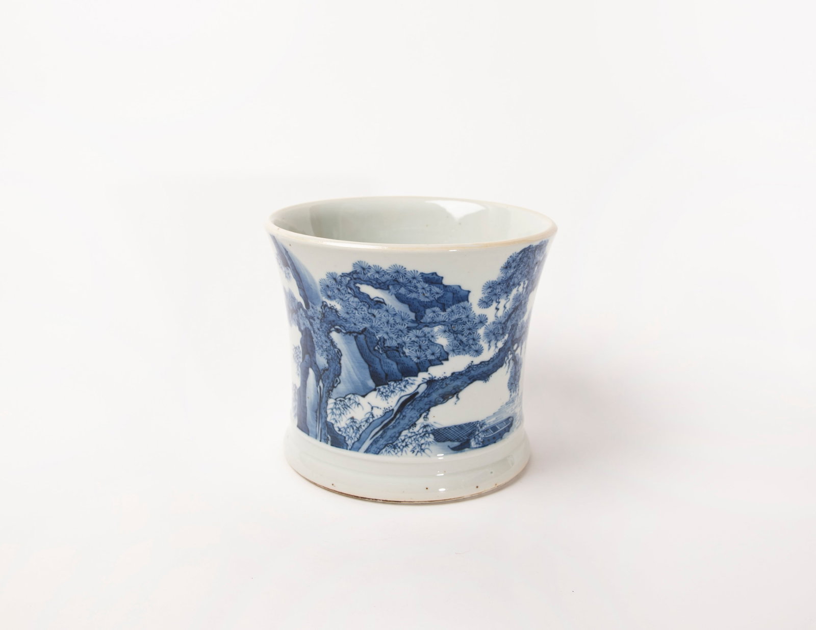 A Chinese Blue and White Brush Pot: H:16 D:19
