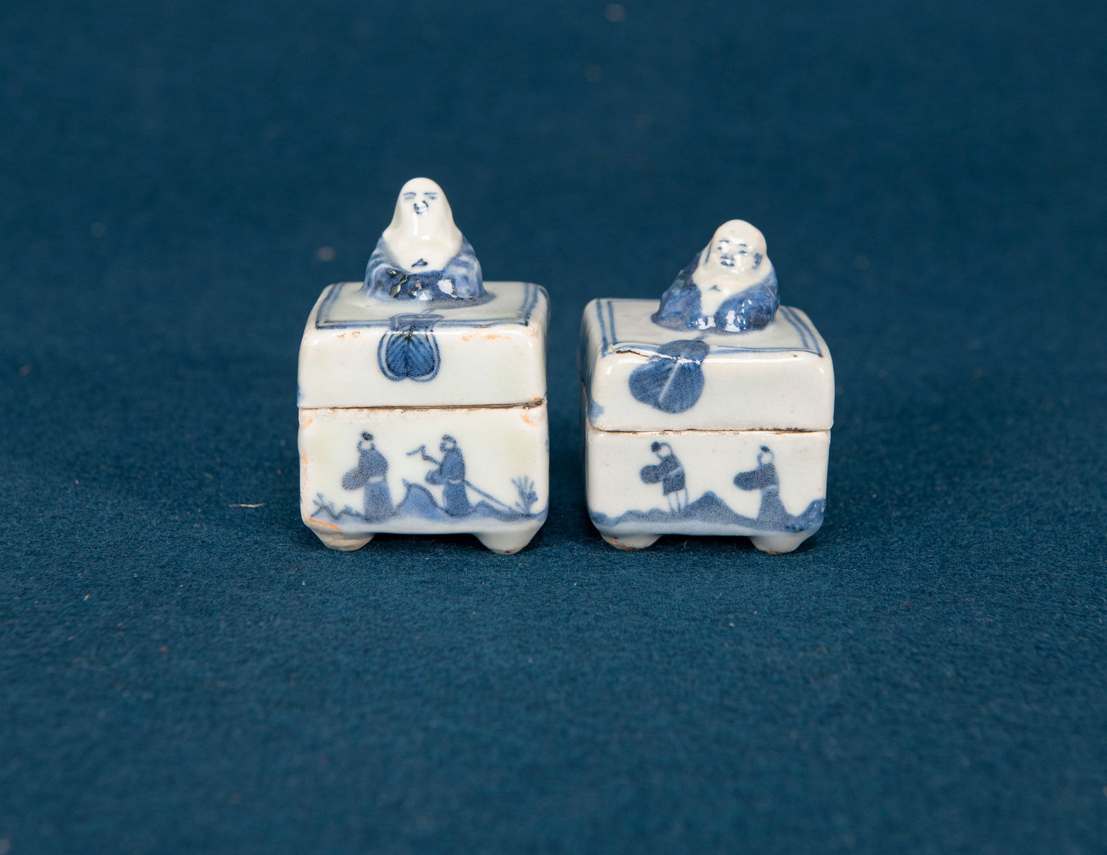 Two Chinese Blue and White Incense Boxes (1 of 6)