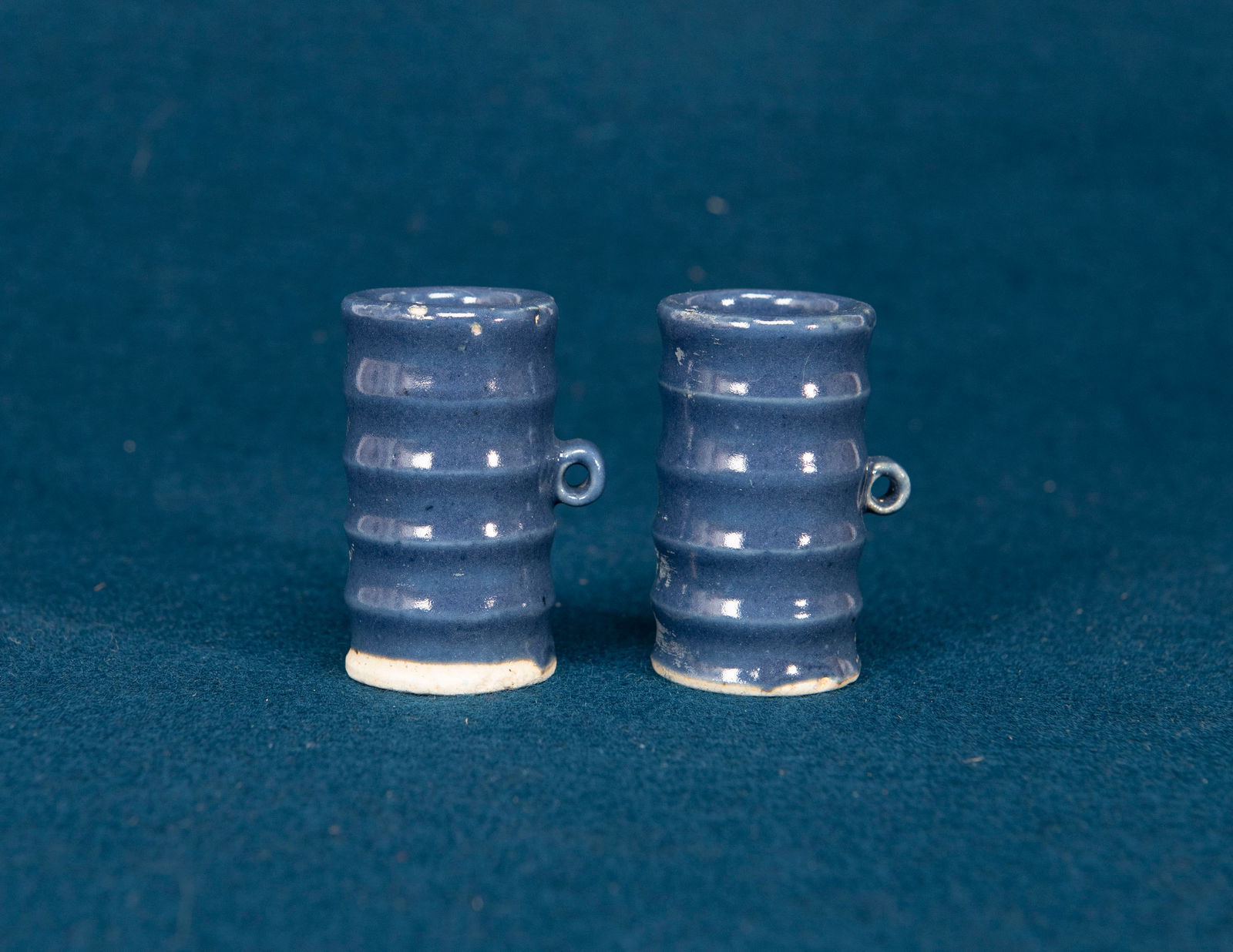 Two Chinese Blue Glazed Bird Feeders (1 of 4)