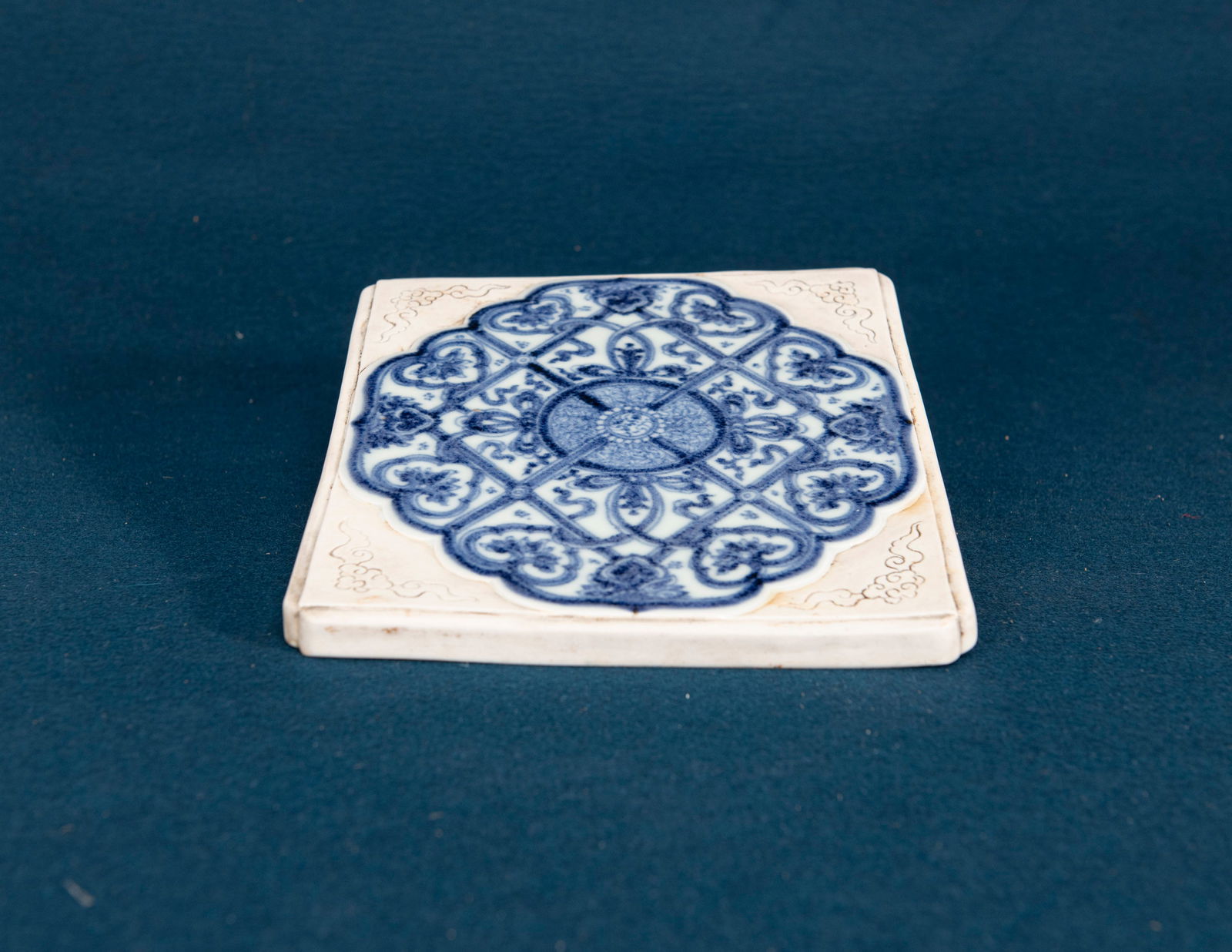 A Chinese Blue and White Floral Brick (1 of 4)