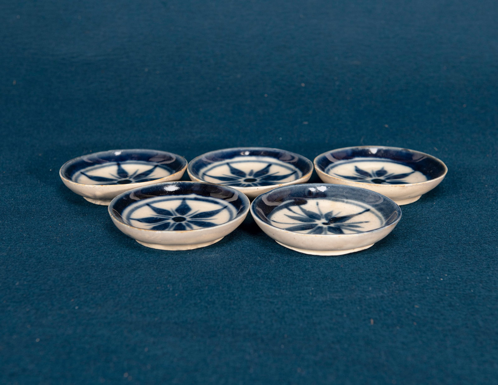 Five Chinese Blue and White Floral Dishes (1 of 4)