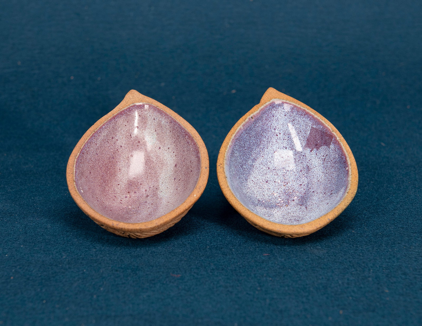 A Pair of Chinese Jun Ware Walnut-Shaped Cups: W:12.1cm