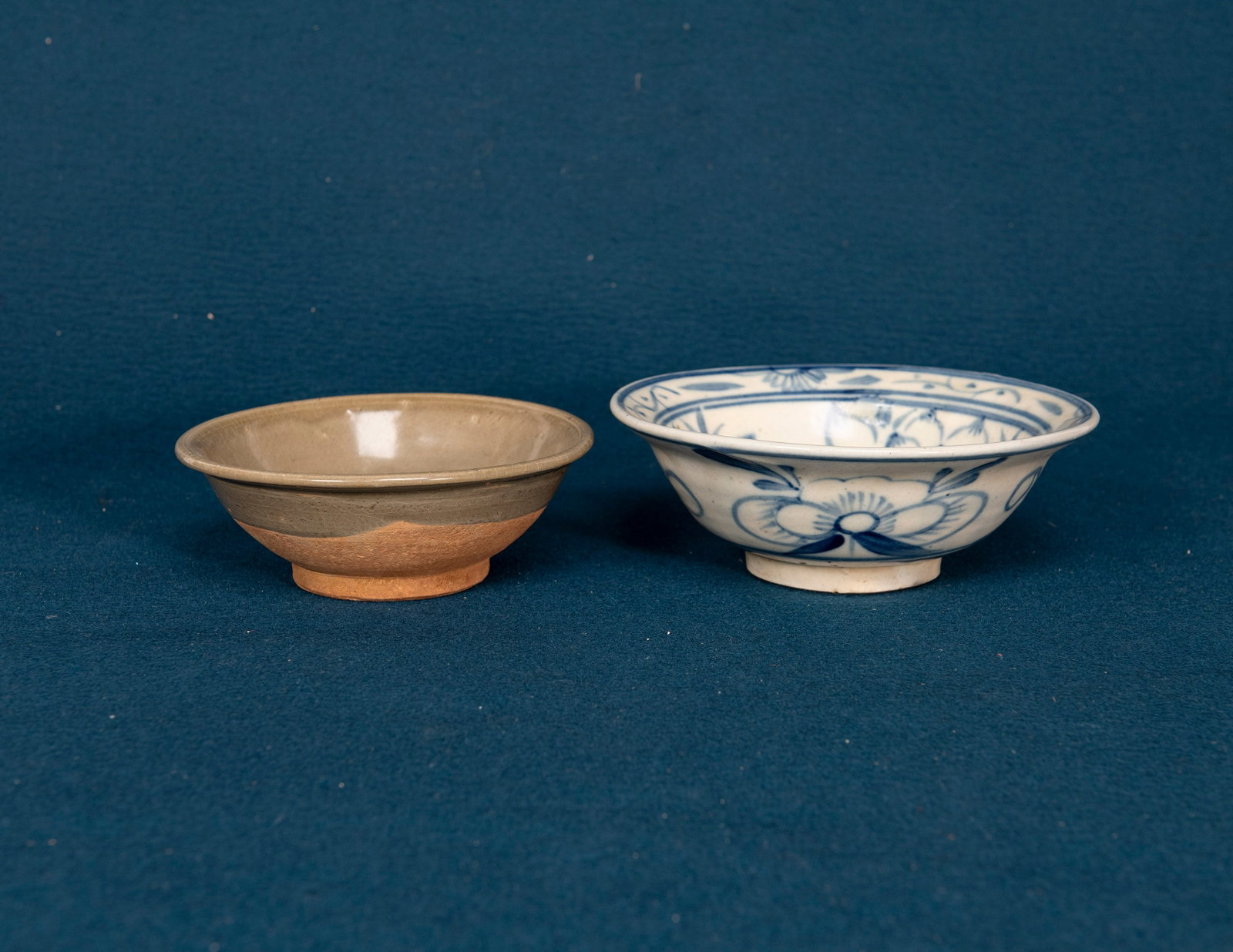 A Korean Blue and White Floral Bowl and A Chinese Celadon Glazed Bowl (1 of 5)