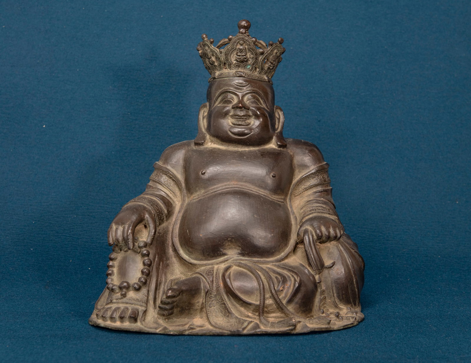 A Chinese Broinze Maitreya: H:31.7cm