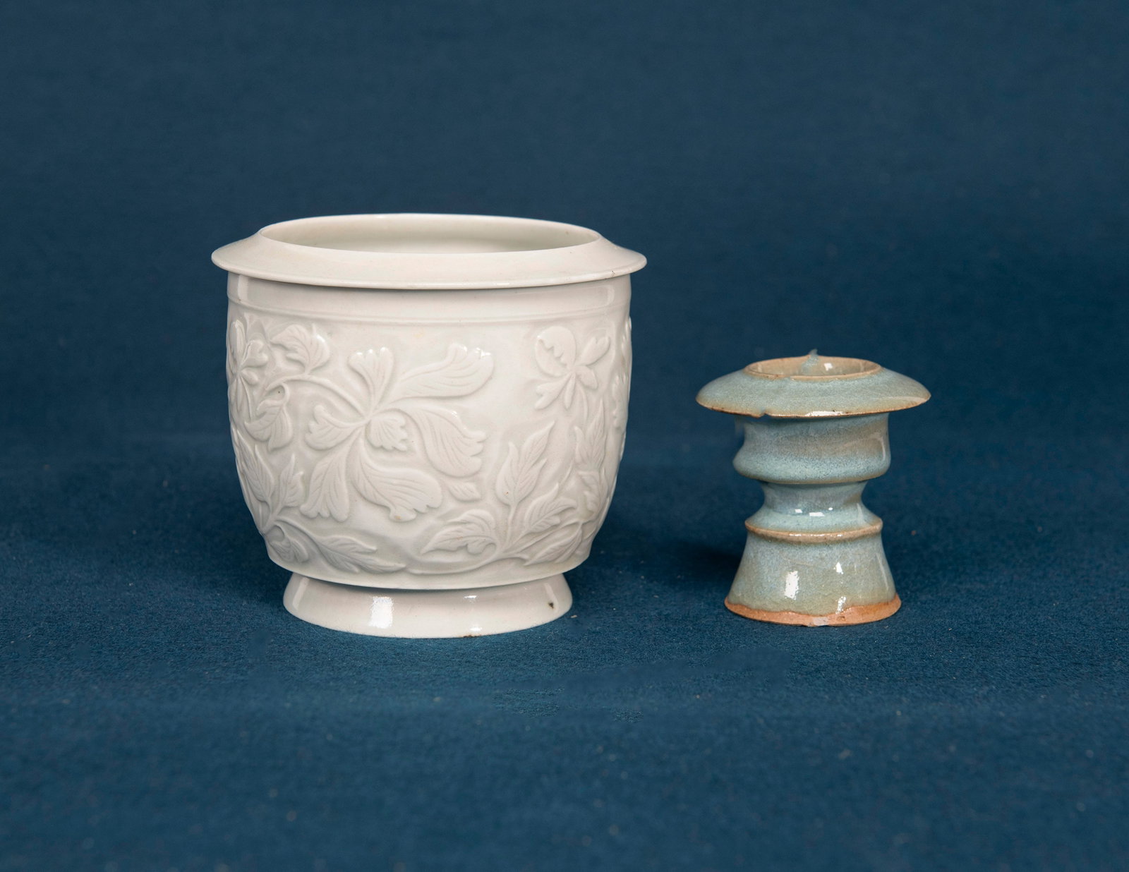 A Chinese Qinbai Glazed Censer and A Chinese Jun Ware Oil Lamp (1 of 5)