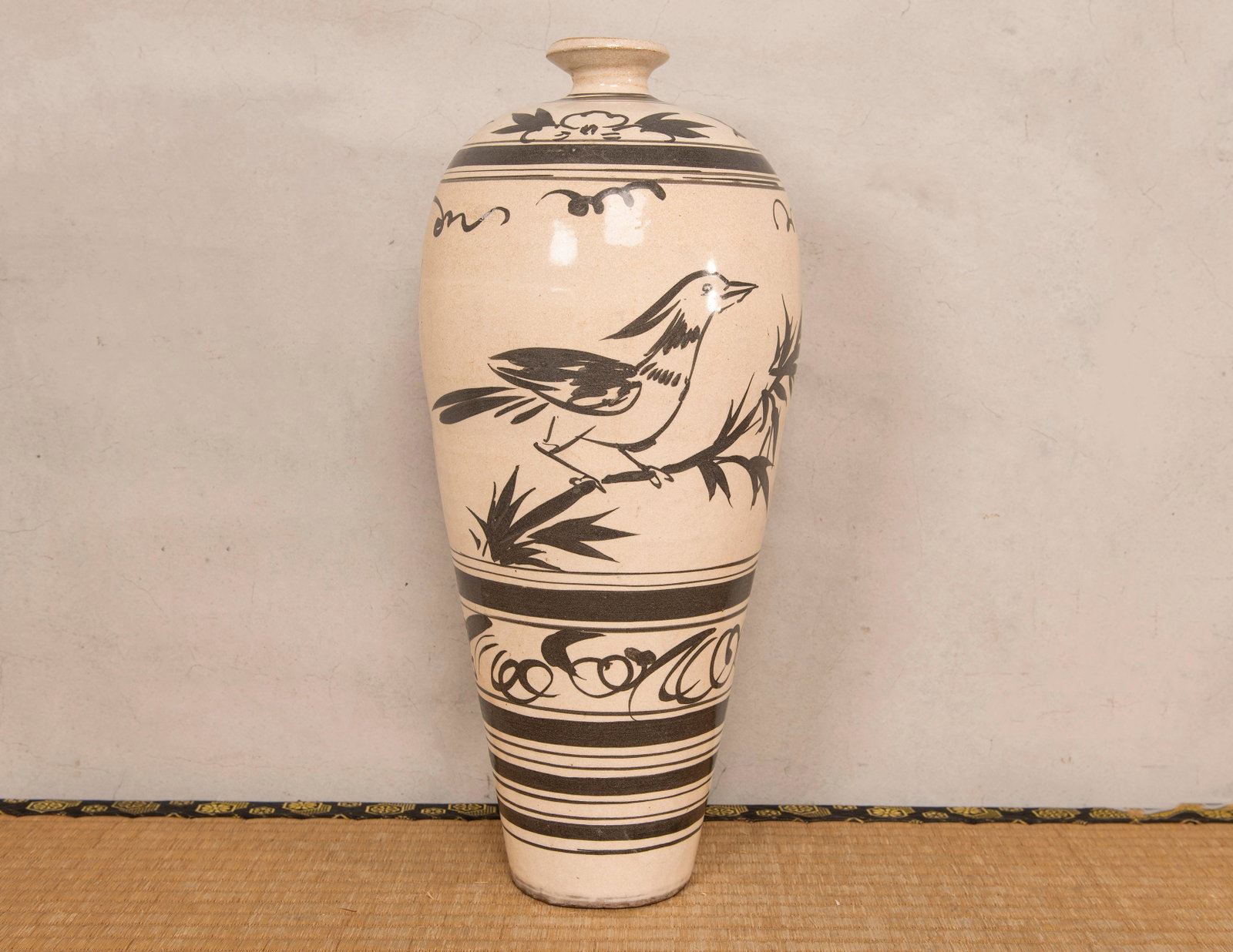 A Chinese Cizhou Ware Floral Vase: H:41.7cm