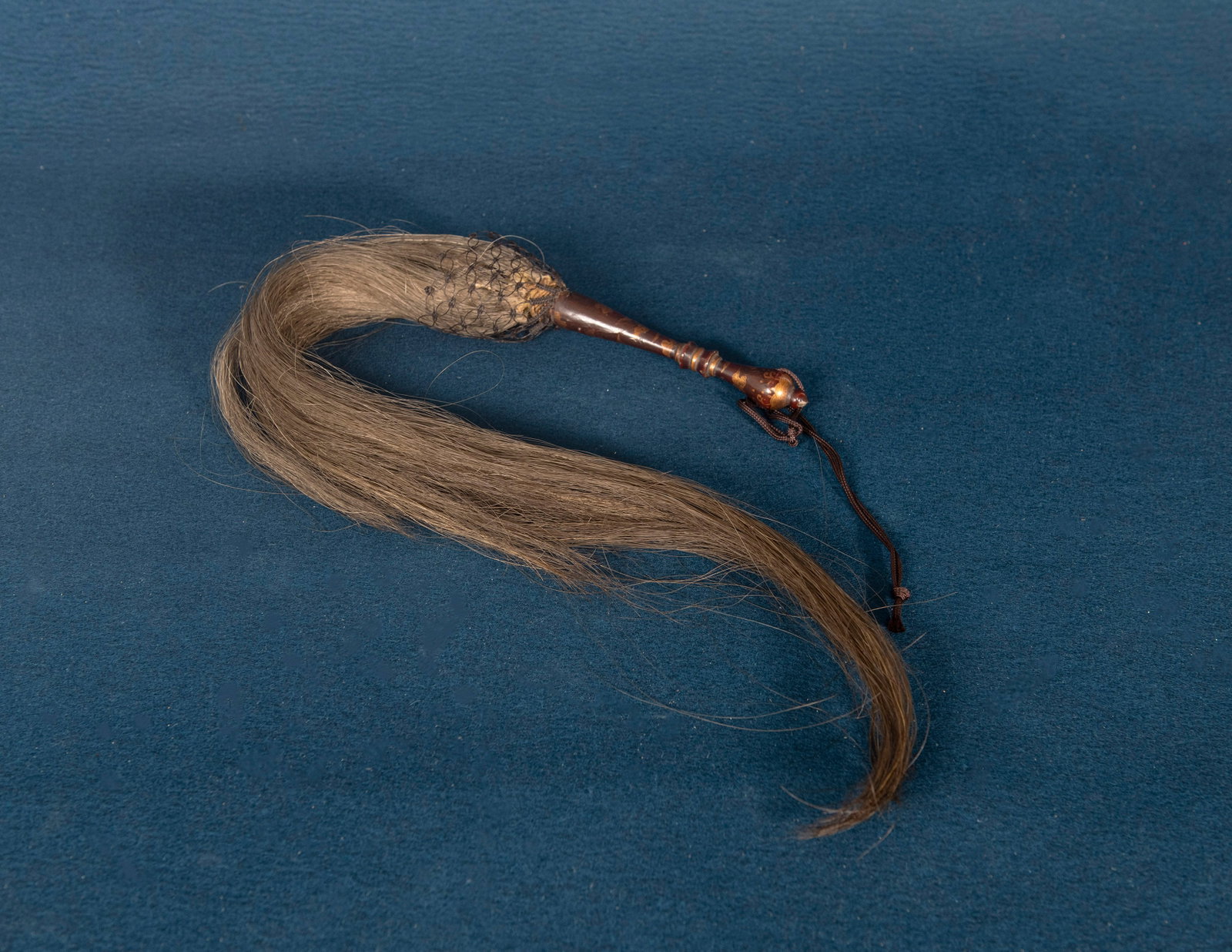 A Chinese Qiangjin Laquered Fly-Whisk: L:75cm