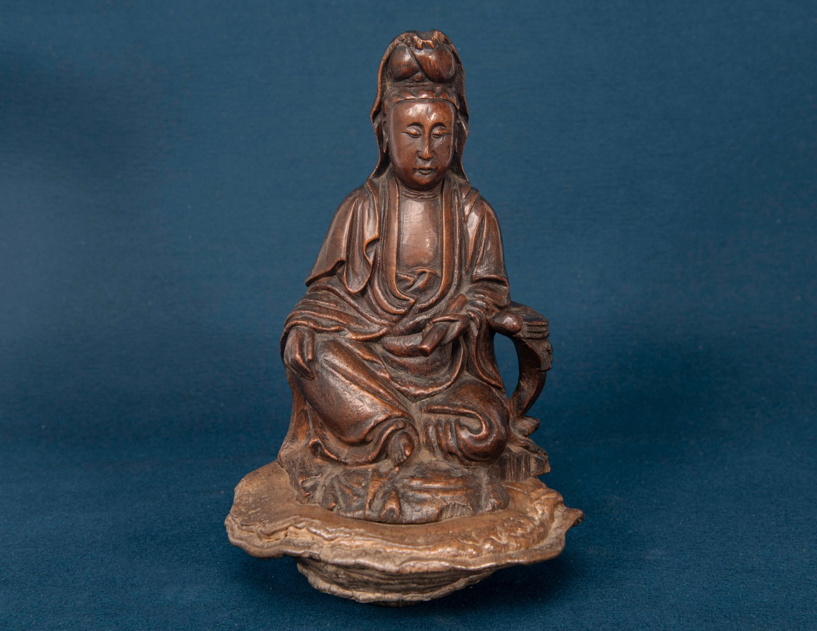 A Chinese Bamboo Root Carved Guanyin: H:31.2cm
