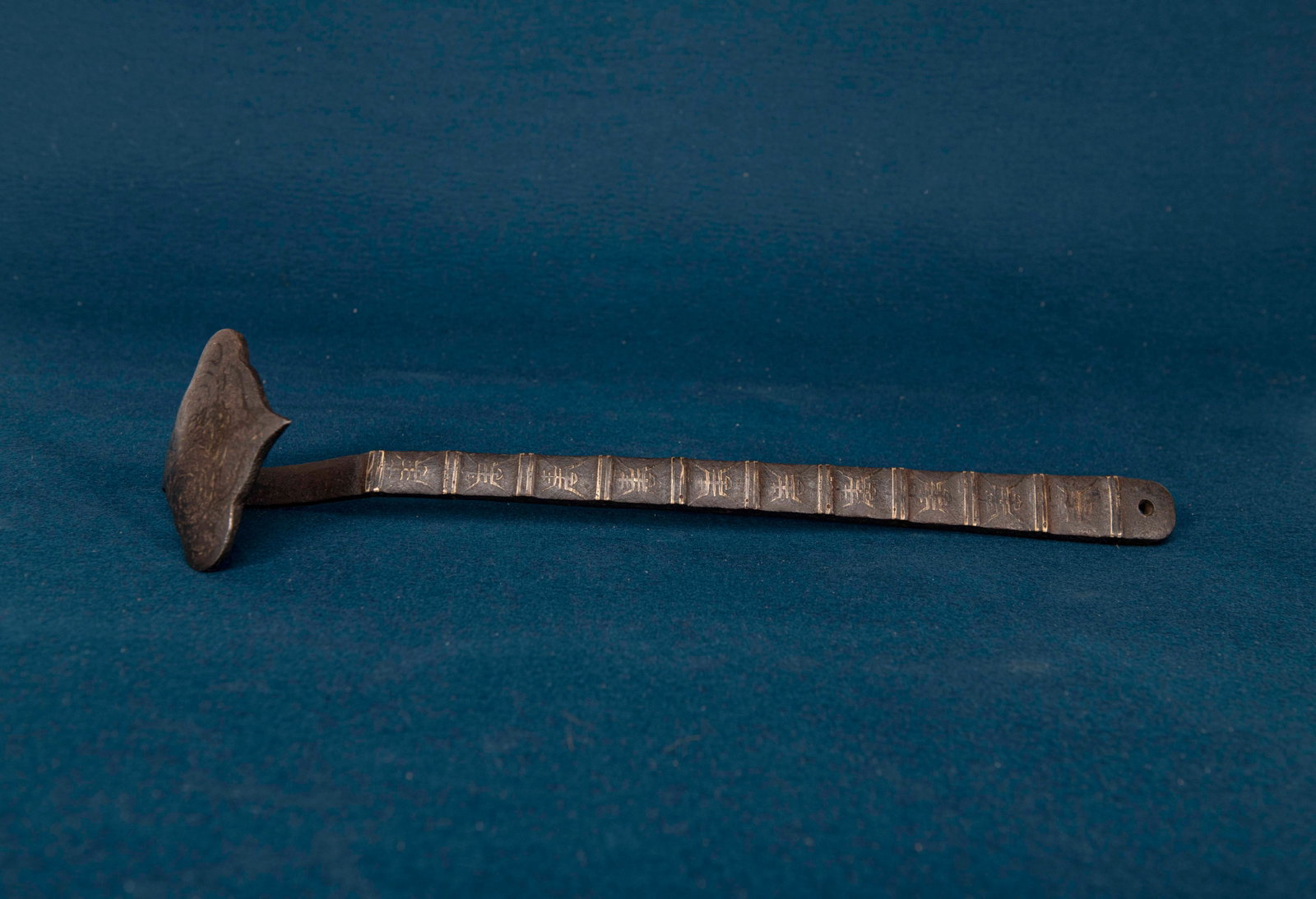 A Chinese Iron and Bronze Inlaid Scepter Ruyi: L:42.5cm