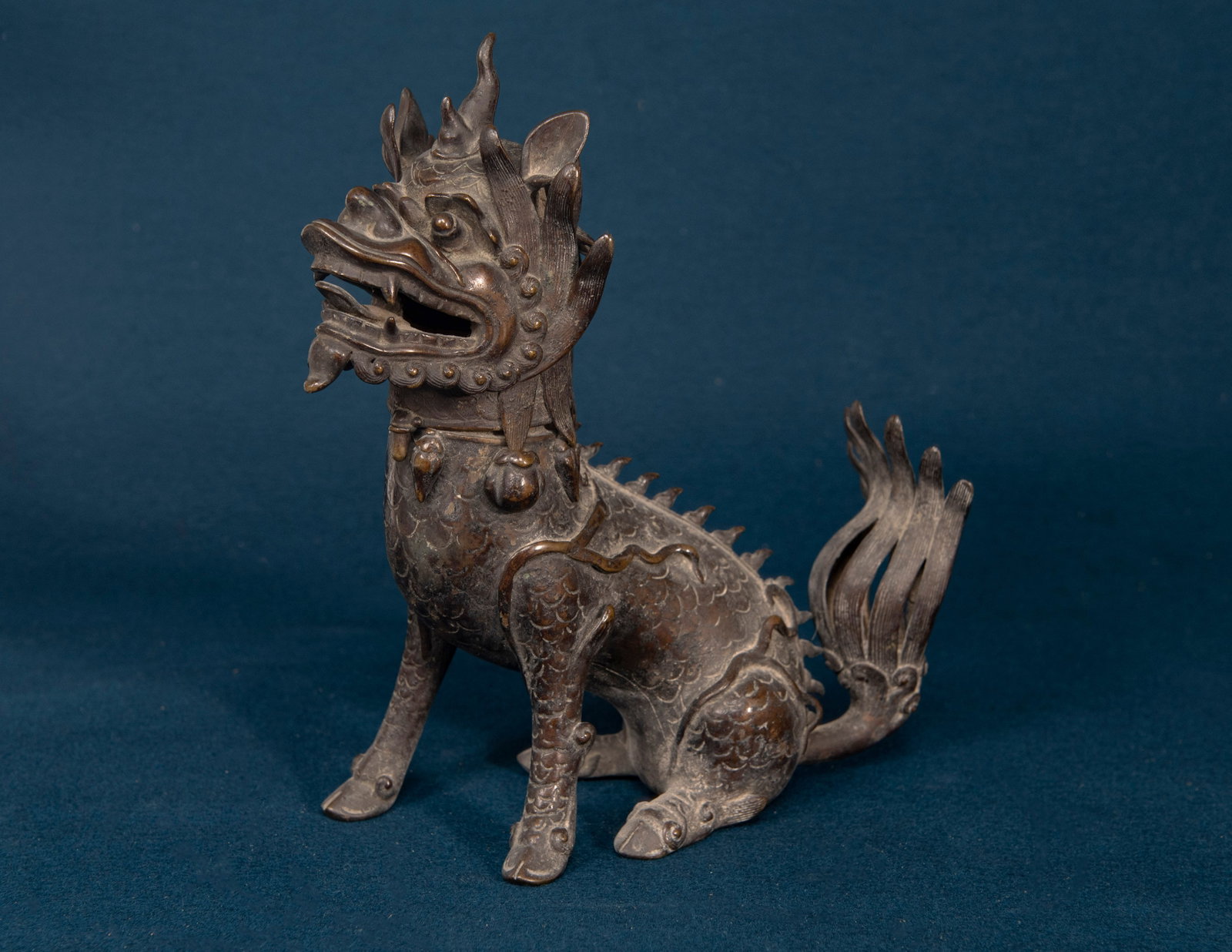 A Chinese Bronze Qilin Censer: H:27.1cm