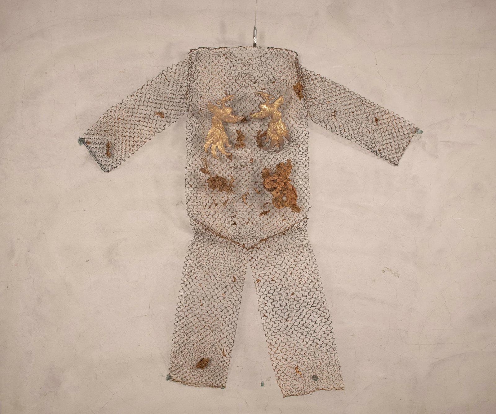 A Chinese Silver Wire Mesh Suit: L:120cm