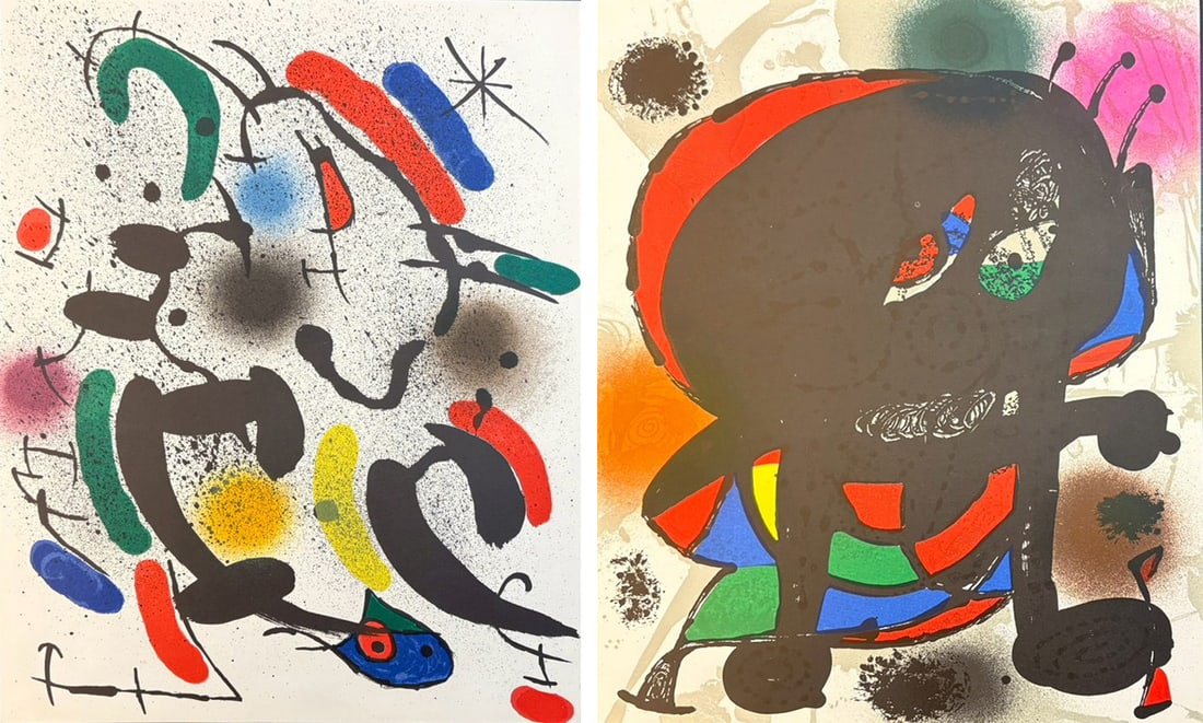 JOAN MIRO , A Pair of Original Lithographs (Tudor 1972 & Maeght 1977): 32*24.5cm