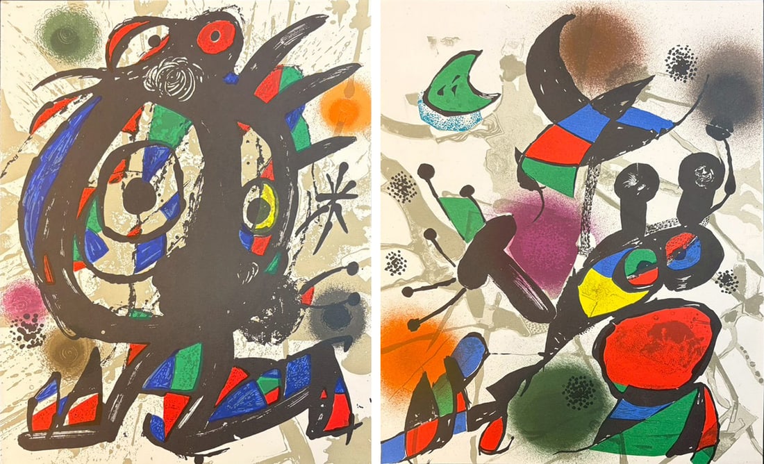 JOAN MIRO, A Pair of Original Lithographs from Miro Lithographe III (Maeght 1977): 32*24.5cm
