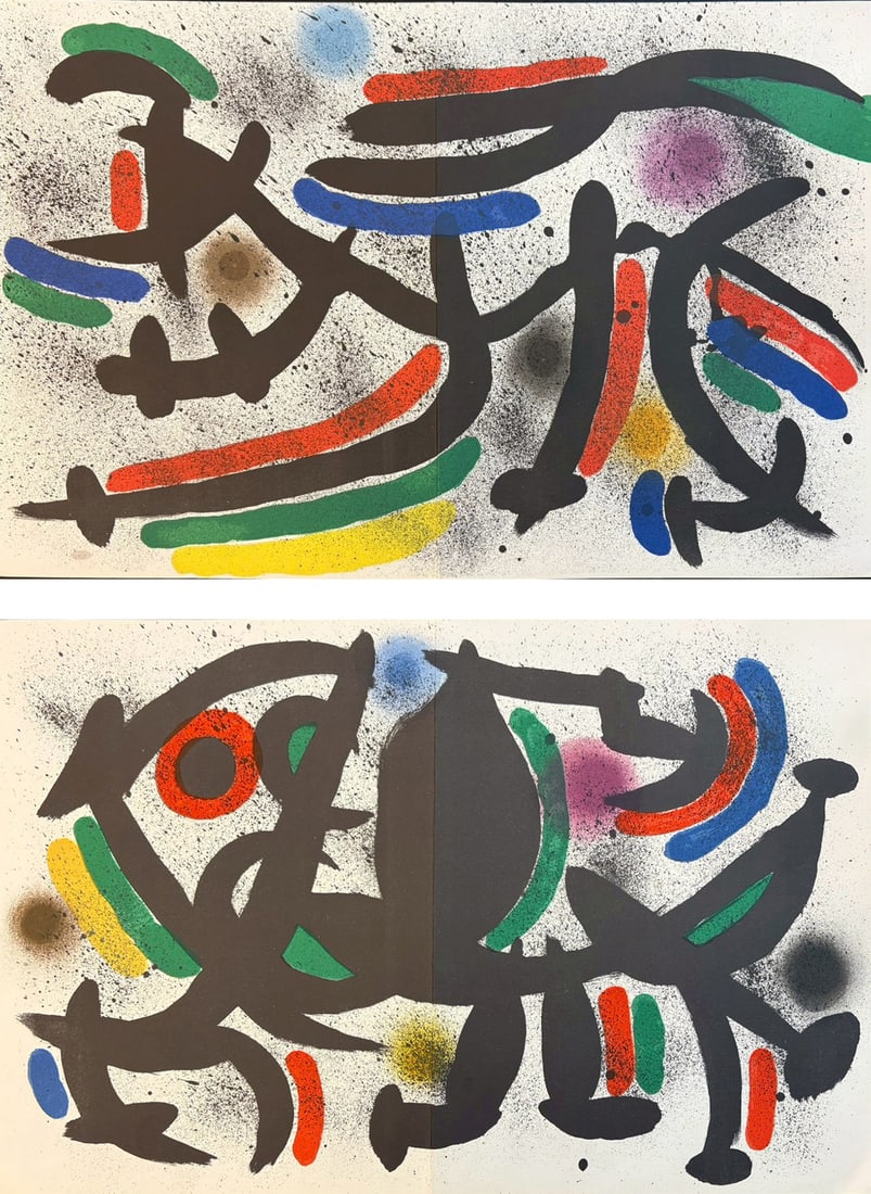 JOAN MIRO, A Pair of Double-Page Original Lithographs (Tudor Vol I 1972): 49.3*32.3