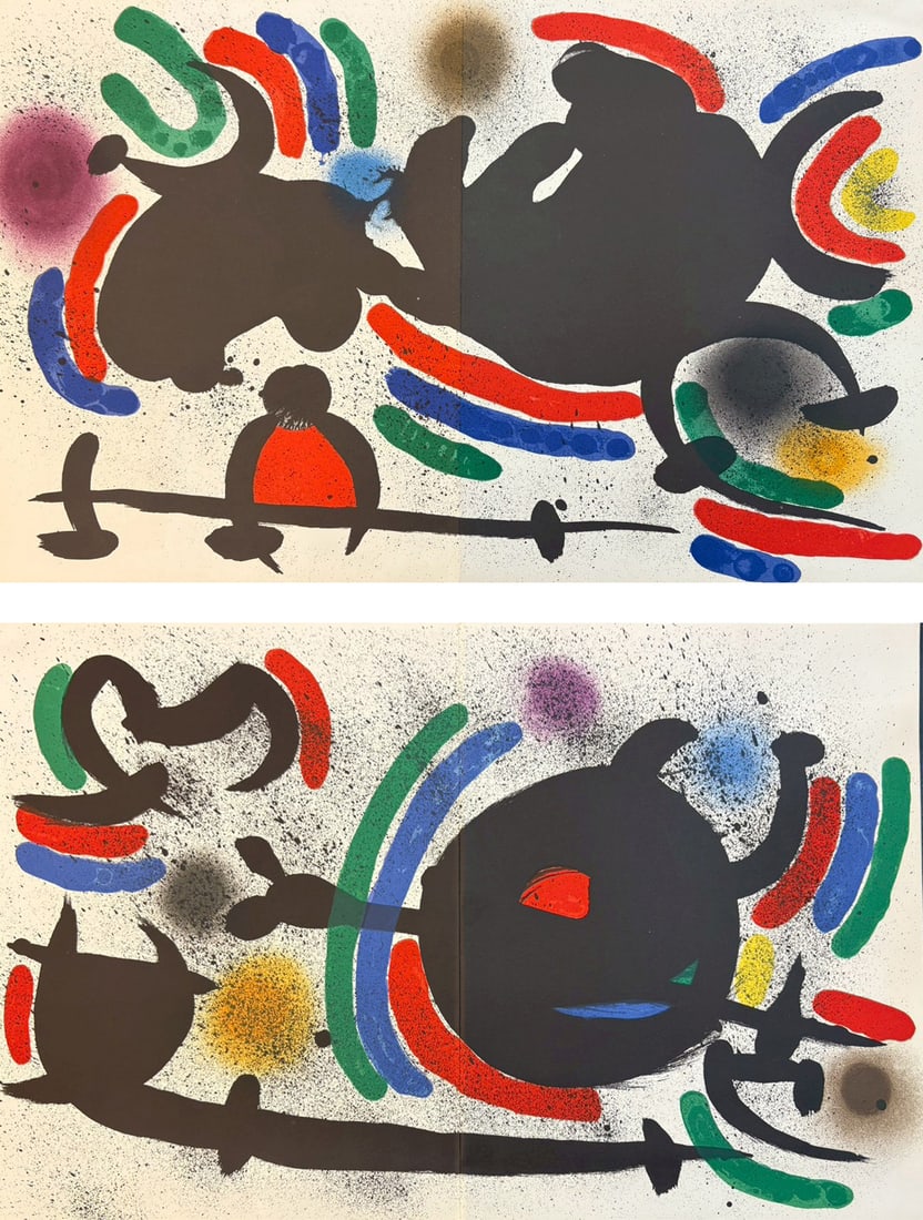 JOAN MIRO, A Pair of Double-Page Original Lithographs (Tudor Vol I 1972): 49.3*32.3