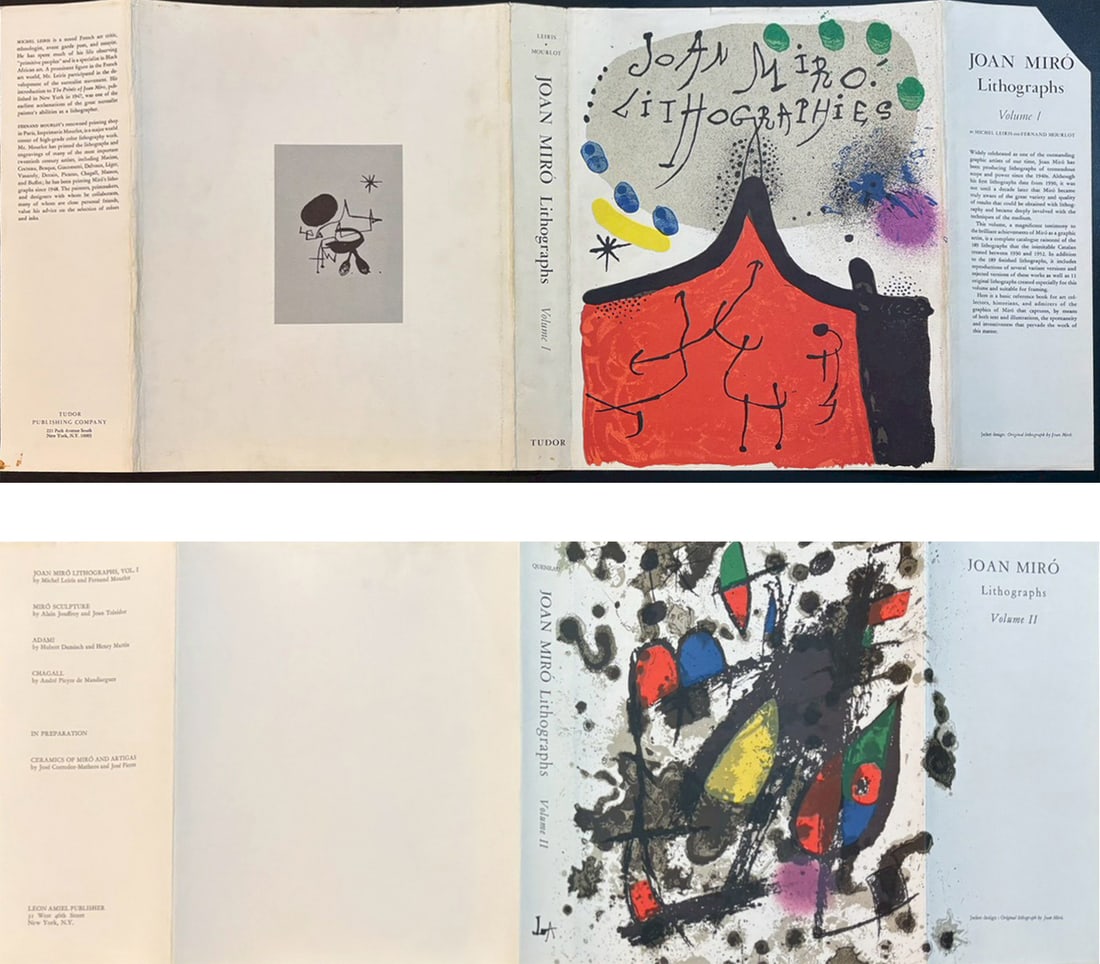 JOAN MIRO ,A Pair of Unfolded Book Jacket Original Lithographs (Vol I 1972 & Vol II 1975): 76.2*32.7 stains