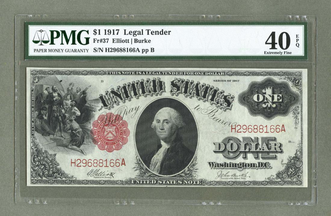 Large Washington Note Fr. 37 One Dollar 1917 Legal (1 of 2)