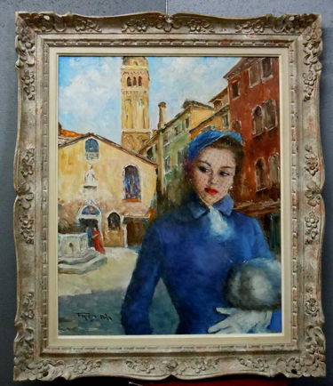 Pal Fried Oil Painting Maxine Young Woman In Blue With Mar 21