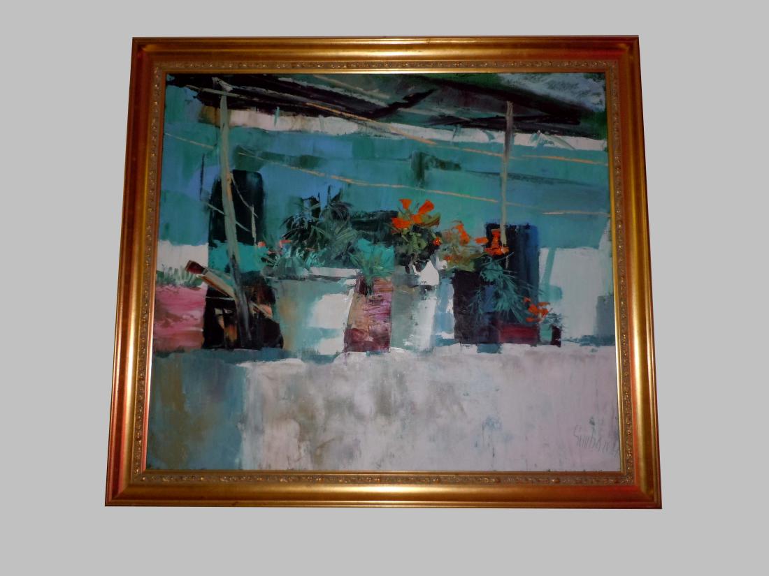 Large Nicola Simbari Balcony in Amalfi Oil Painting (1 of 6)