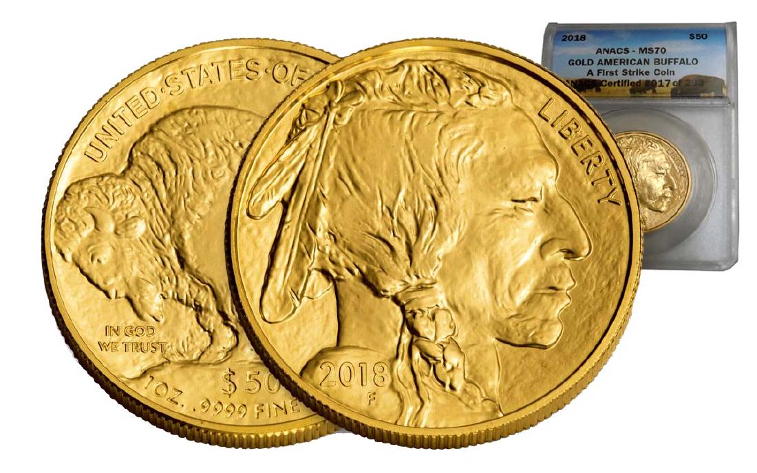2018 $50 GOLD AMERICAN BUFFALO ANACS MS70 FIRST STRIKE (1 of 3)