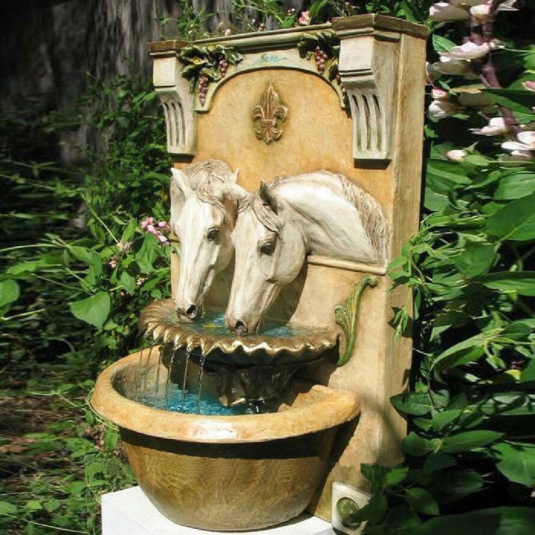 MARBLE DRINKING HORSE WATER FOUNTAIN GARDEN SCULPTURE; (1 of 1)