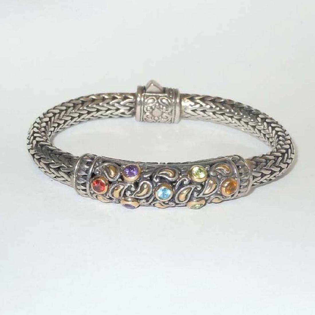 SAMUEL BEHNAM 18KT GOLD STERLING GEMSTONE BRACELET; (1 of 5)