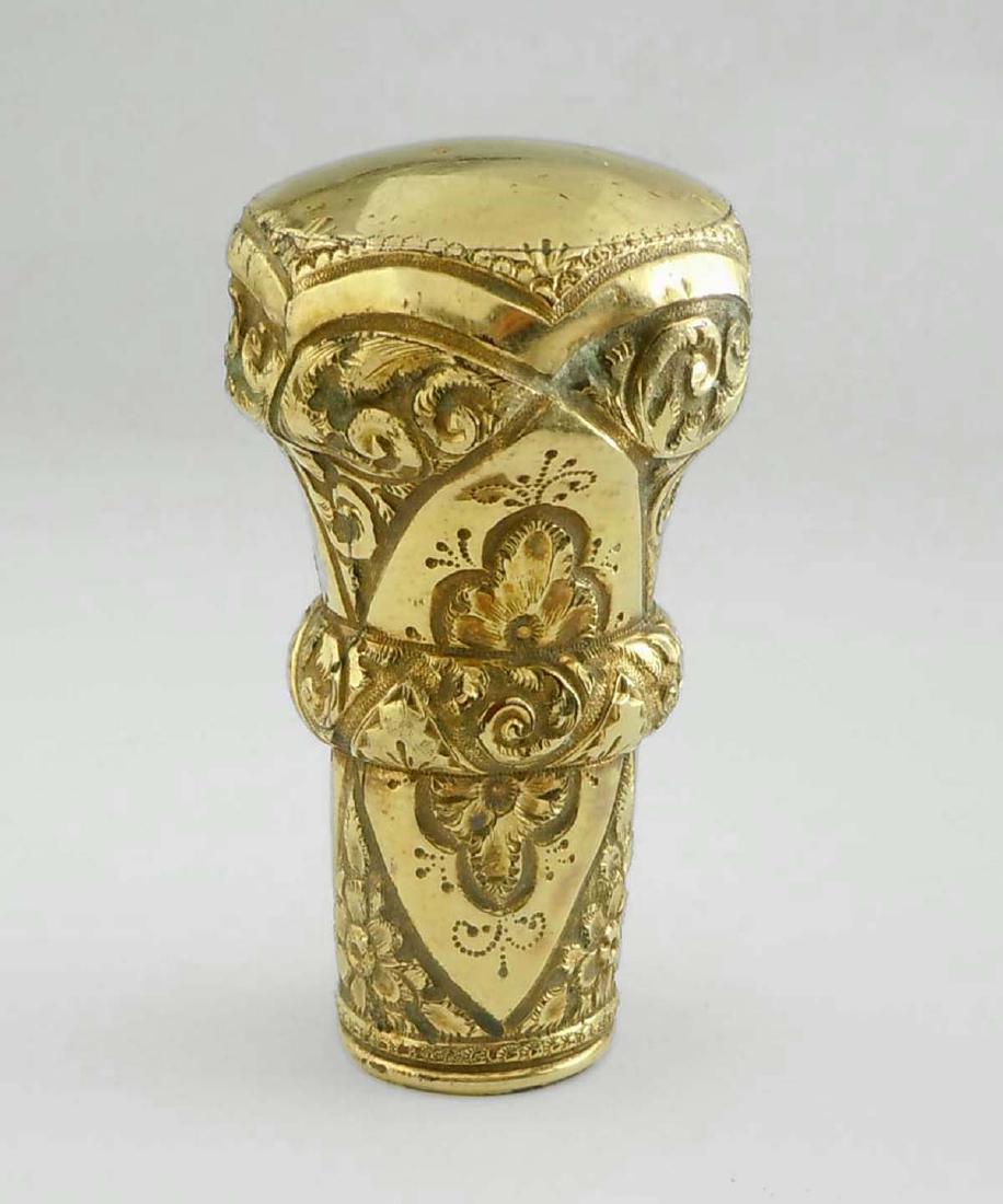 19C CHASED ENGRAVED GOLD Fill WALKING STICK CANE HANDLE (1 of 8)