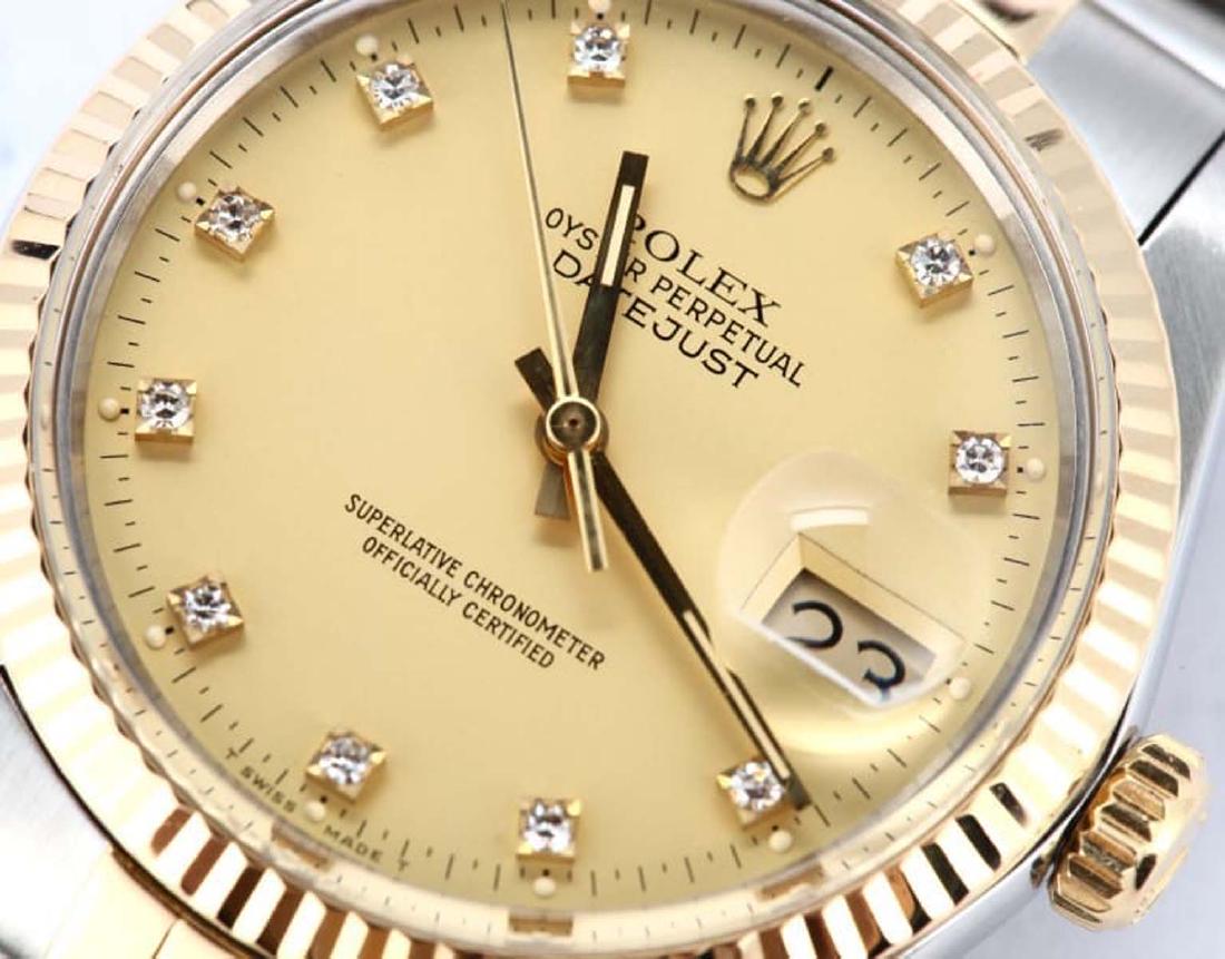 MENS 18K GOLD SS WATCH CHAMPAGNE DIAMOND ROLEX DATEJUST (1 of 4)