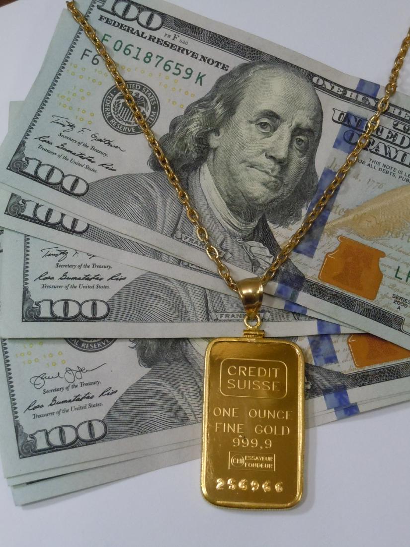 1 TROY OUNCE CREDIT SUISSE .999 PURE GOLD BULLION BAR (1 of 8)