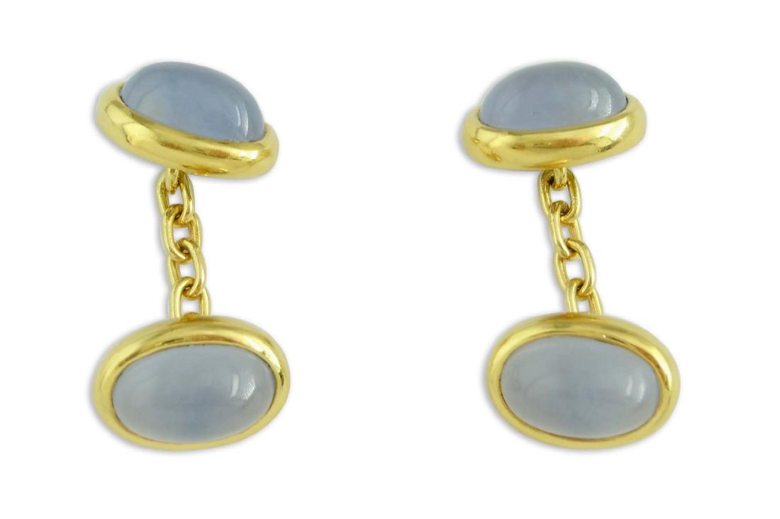 18KT YELLOW GOLD OVAL SAPPHIRE CABOCHON CUFFLINKS 18K (1 of 5)