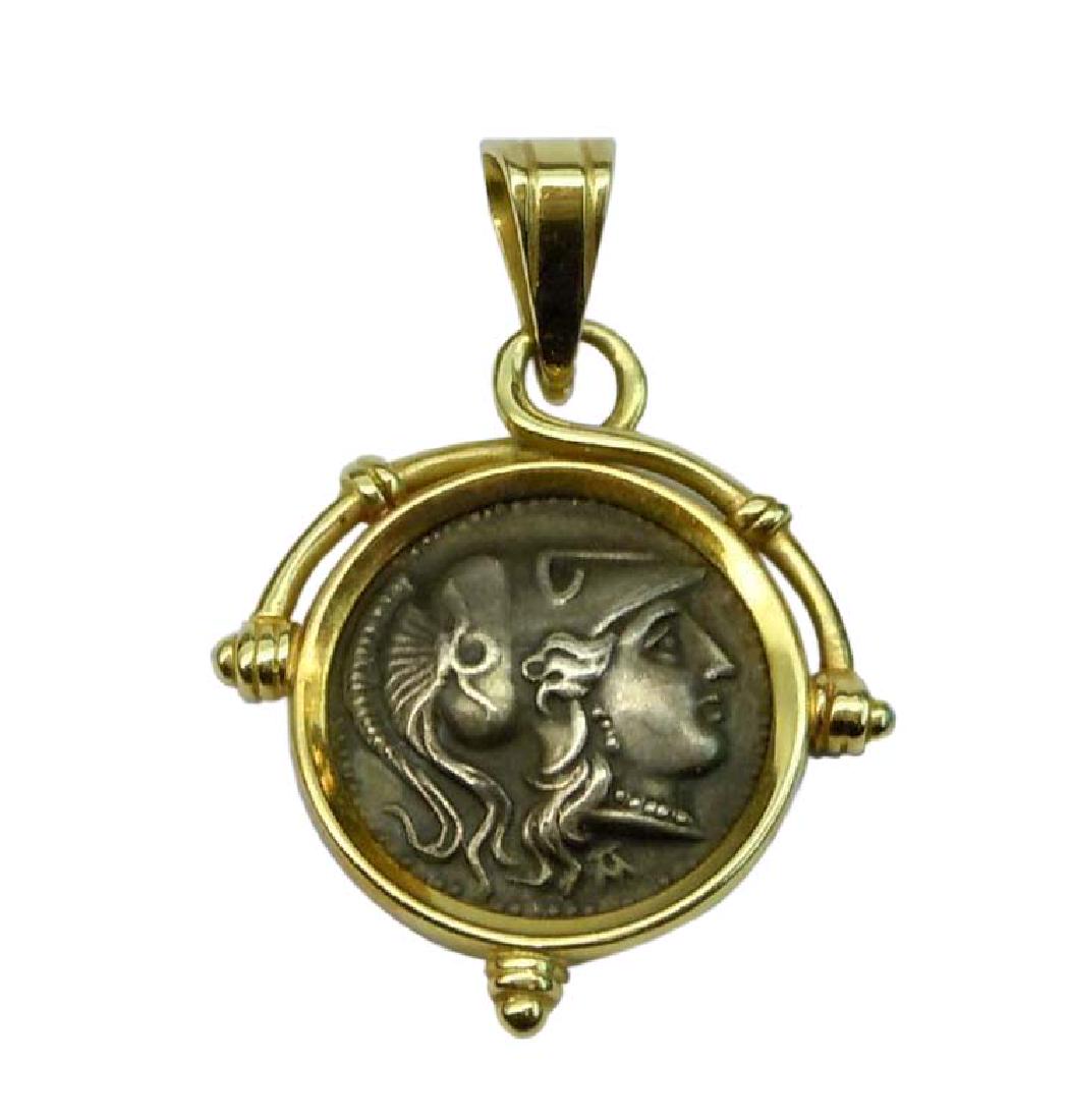 GODDESS ATHENA 14KT GOLD SILVER ANCIENT GREEK COIN (1 of 5)