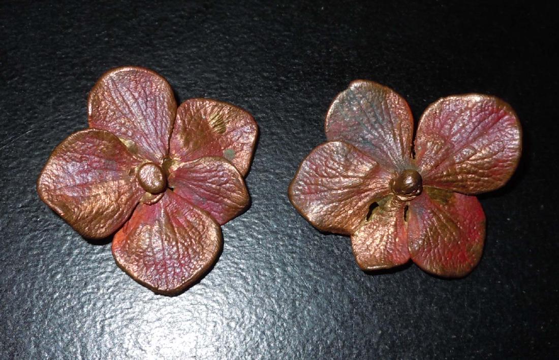 CLAUDE LALANNE  GALVANISED COPPER FLORAL CLIP EARRINGS (1 of 5)
