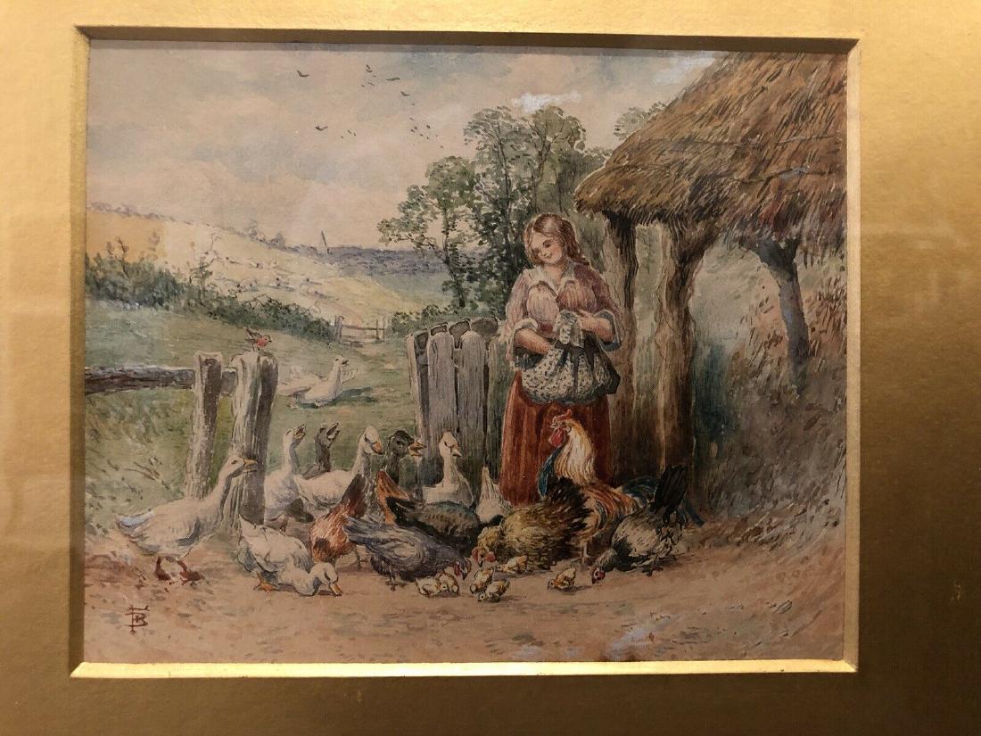 MYLES BIRKET BIRKETT FOSTER PAINTING, WATERCOLOR n: MYLES BIRKET BIRKETT FOSTER PAINTING, WATERCOLOR n PENCIL Myles Birket (Birkett) Foster 19c English 'Feeding the Ducklings' Watercolor and Pencil Painting DETAILS: - ARTIST: Myles Birket (Birkett) Fos