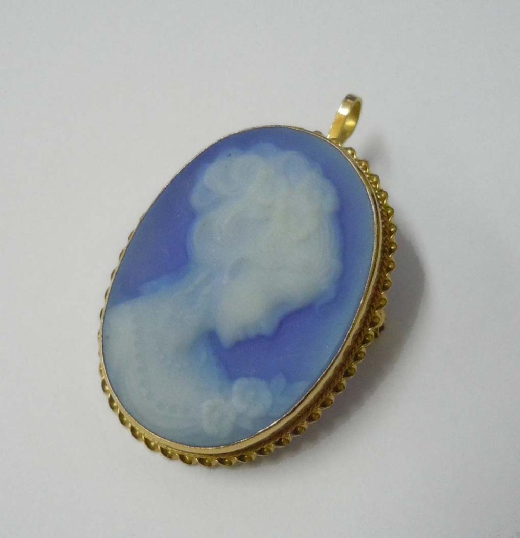 ELEGANT 18KT GOLD FEMALE CAMEO PENDANT BROOCH 750 An (1 of 4)