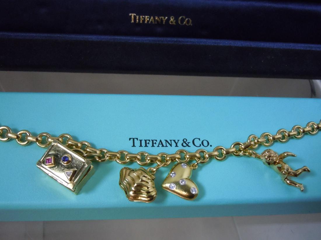 TIFFANY 18KT GOLD CHARM BRACELET ETOILE DIAMOND HEART (1 of 13)
