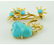 14KT GOLD TURQUOISE BONSAI TREE BROOCH FLORAL JAPANESE - 2