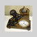 19C FRENCH GILT SPELTER CHERUB ASTRONOMER MANTLE CLOCK - 4