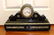 ART DECO FRENCH GREEN MARBLE & BLACK ONYX MANTLE CLOCK