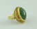 ANTIQUE 18KT GOLD SPINACH GREEN JADE OVAL CABOCHON RING - 3
